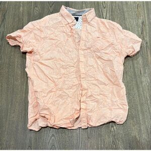 Denim & Flower by Ricky Signh Mens Button-Up Shirt SS Slim Fit Orange Size L